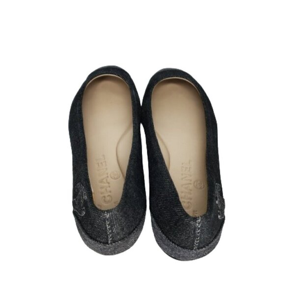 Chanel CC Cap Toe Denim Ballet Flats - Picture 4 of 8